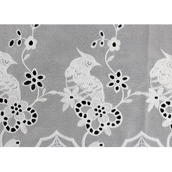 Ткань шнурка 49 дюймов шифоновая вышитая с флористической отверстией птицы