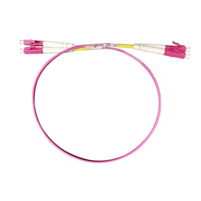 LC UPC Optical Jumper 2 Core Duplex OM4 Violet Pink Class A Ferrule