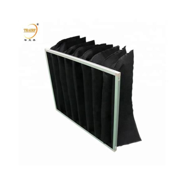 Activated Carbon Pocket Filters Synthetic Fiber Bag Air Filter With Aluminum Frame
