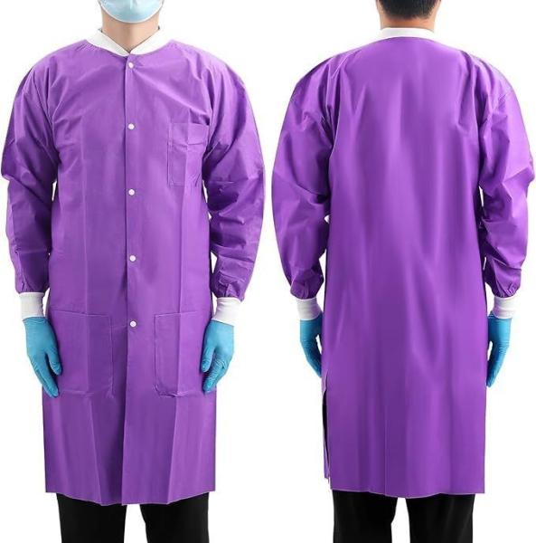 Disposable Jacket Lab Coat with Label Accessories and Open Fronted Structure from PPE