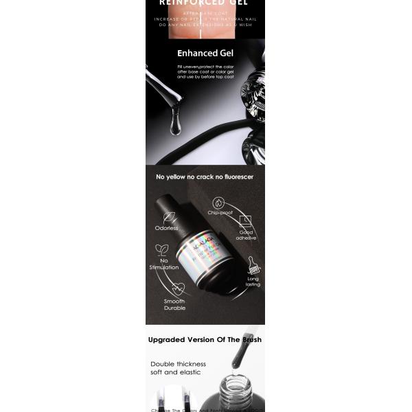 SAGALAGA 15ml Gel de refuerzo Empapado UV Gel Polaco de refuerzo Gel de uñas Polaco de larga duración Salón de spa