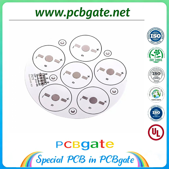 Multi-COB Round LED Aluminum PCB (MCPCB), High Thermal High-Power Spotlight/Ceiling Light Source Circuit Board
