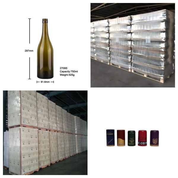 750ml Premium Slope Shoulder Burgundy Wine Bottle  Screw Top For Fine Wine 525g 2709S-2
