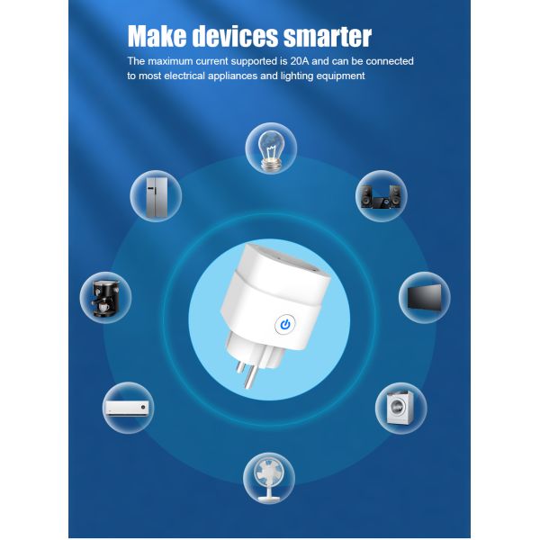 16A Rated Current Smart WiFi Socket with Compact 5x5cm Design and Local Schedule Execution
