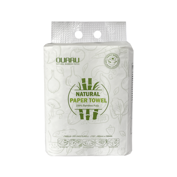 100% Bamboo Pulp Soft Absorbent Multifunctional Eco Friendly Custom Embossing 2/3 Ply Kitchen Paper Towel Roll