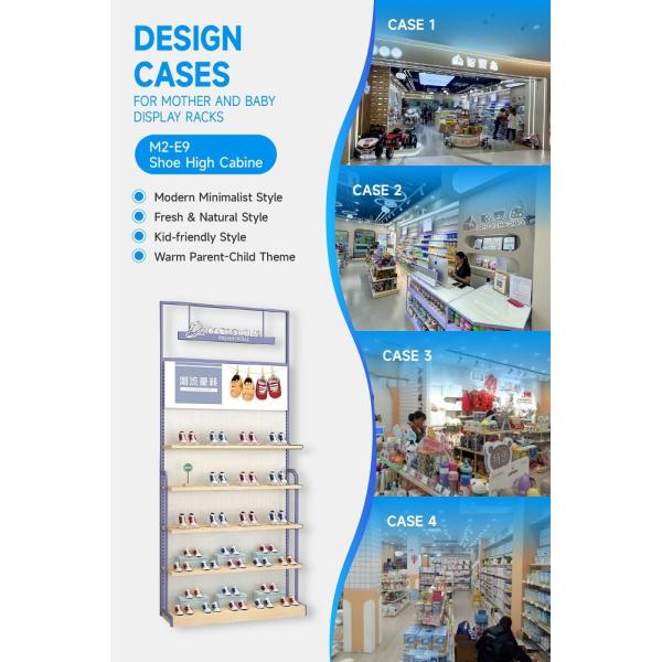 M2-E9 Boutique de vêtements pour enfants Armoire à chaussures avec lettres acryliques blanches en porcelaine et étagères réglables