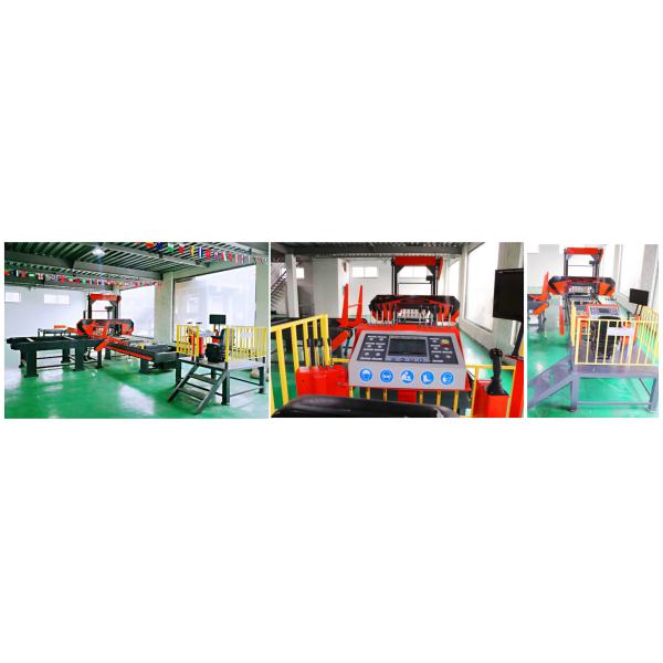 Serrería de madera horizontal hidráulica de la banda, registro de madera que corta la máquina de la serrería del CNC