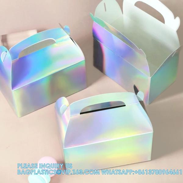 Party Treat Boxes, Iridescent Metallic Foil Gift Boxes- arty Favors, Goodie Candy Boxes for Wedding, Birthday