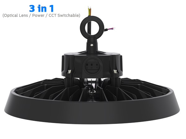 LED Highbay Light Offering DIP Switchable Optical Lens and Power Levels for Customized Brightness in Large Indoor Spaces
