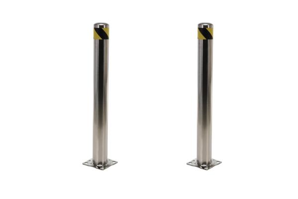 Reflective Tape Stainless Steel Pipe Bollards , Road Safety Bollards For Vehicle Control