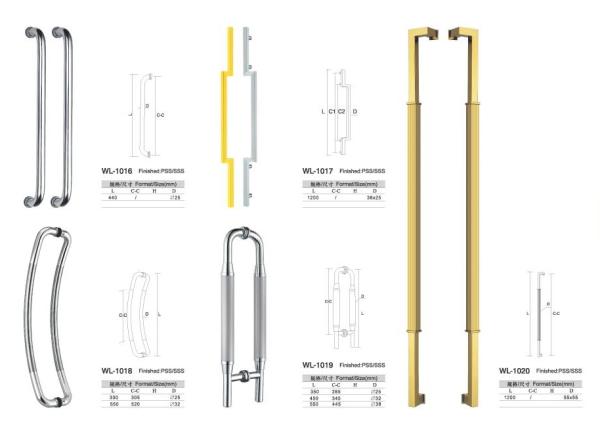 Golden SUS304 stainless steel interior glass door handle direct sell from manufactory abnormity entry door handles