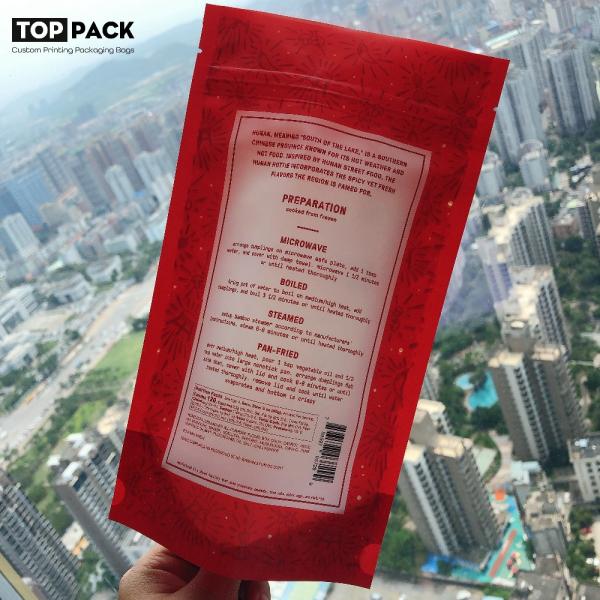 Plastic Frozen Shrimp Fish Dumpling Food Packaging Pouches 9oz