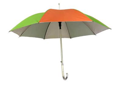 Colorful Straight Aluminum Umbrella Silver Glue Coating Auto Open J Shape Handle