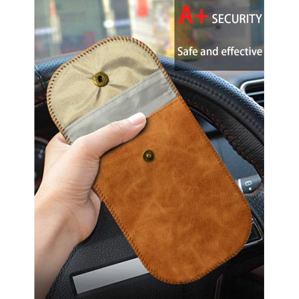 Keyless Anti Theft RFID Signal Blocking Pouch Key Fob PU Leather Retro Style