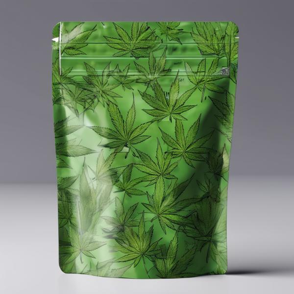 Customized Logo Weed Packaging Bag Plastic Standing Pouch With Child Resistant Zipper Top