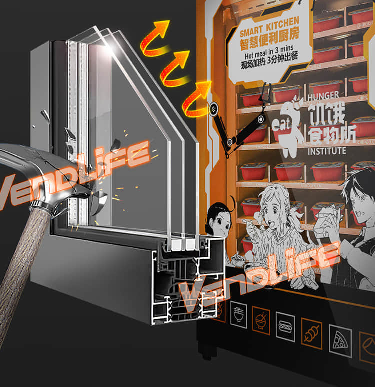 VendLife Dual Microwave Bento Vending Machine: 24/7 hot meal vending kiosk. 2x4000W, 45s, 110-168 boxes, QR & face-pay. Offices, factories. Operators, wholesalers, vending entrepreneurs.