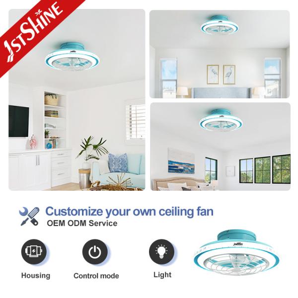 110-220V Home High Airflow Blue Ceiling Fan with OEM 1stshine LED and Blade Material