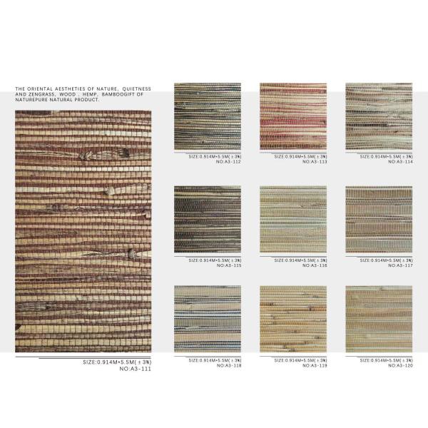 3D Rattan Weave Natural Style Wallpaper Moisture-Proof and Fireproof Wall Covering for Indoor Walls