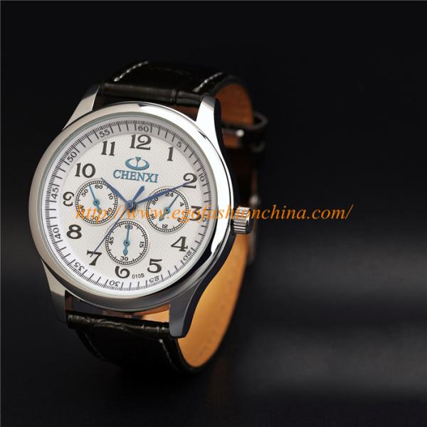 010B Fashion Jewelry Wholesale Stainless Steel Watches Leather Band Quartz Analog Watches
