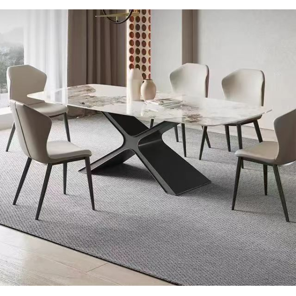 Modern 6 Seater Dining Table Set 8 Seater Sintered Stone Rectangular Dining Table for Kitchen Living Room Restaurant Furniture