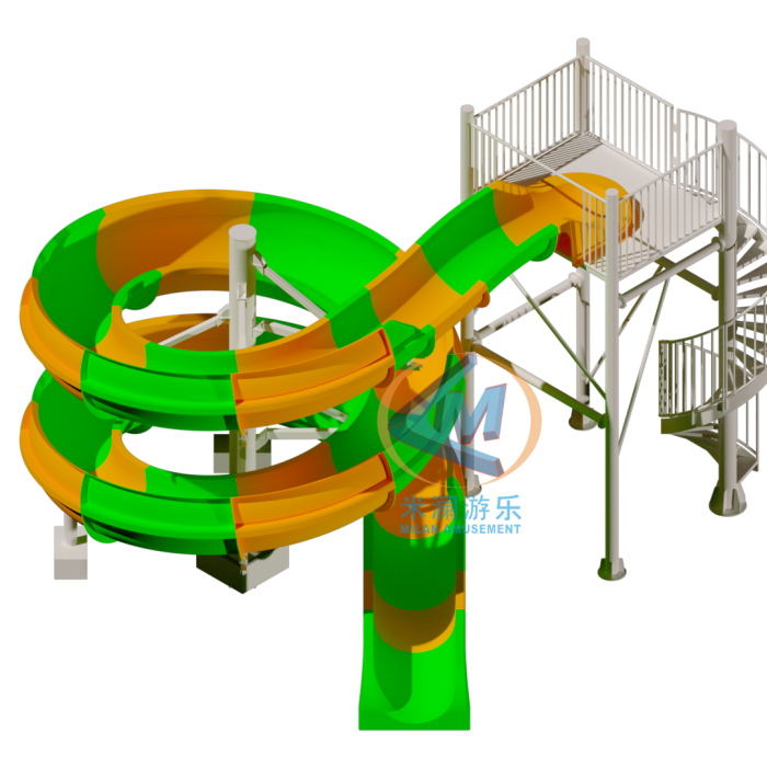 Colorful Curved Water Slide Spiral Swimming Pool Slide For Kids Adults