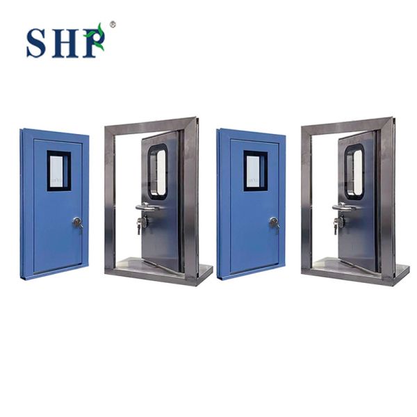 GMP Hygiene Galvanized Or 304 Stainless Steel Interior Modular Cleanroom Metal Swing Entry Doors For Hospitals