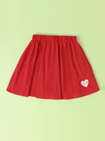 Meninas Red Short Skirts And Dresses With Love Heart Pattern em Poliéster Spandex