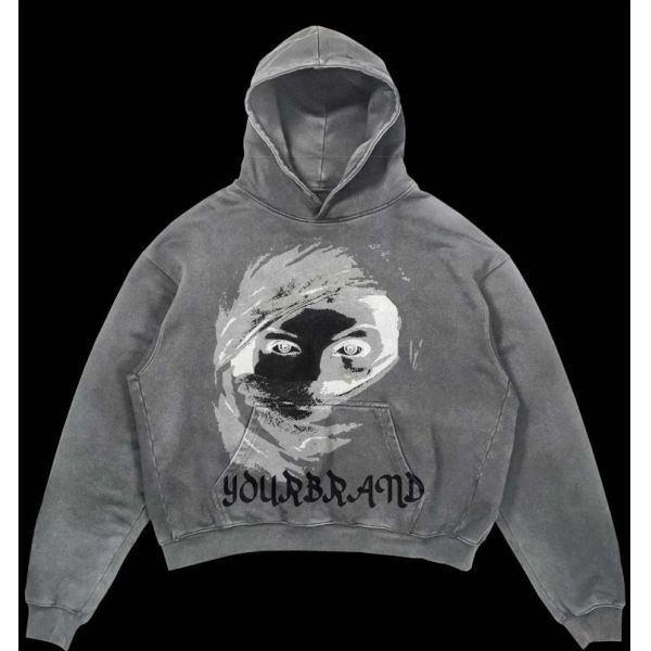 OEM/ODM Heavyweight New Fashionable Custom Logo Printing Hoodie Men Streetwear Distressed Acid Wash 450 500gsm Cotton Hoodies