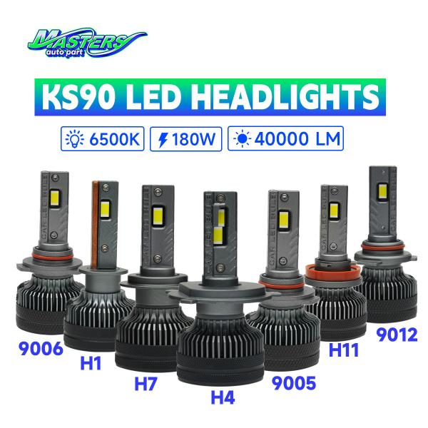 Masters KS90 180W 40000 Lumens 6500K Frio Branco H4 9005 9006 9012 Faróis LED lâmpadas