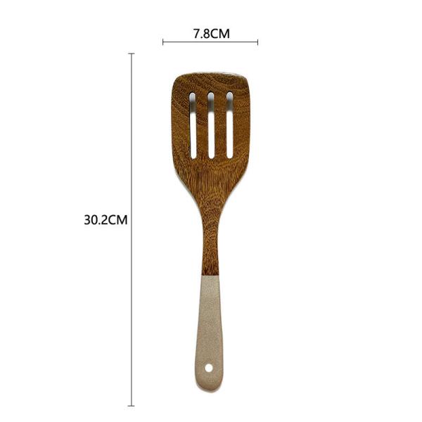 White Handle Wooden Shovel Wooden Spoon Nonstick Frying Wooden Shovel Kitchen Cooking Set