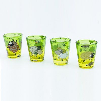 Tourist Attractions Shamrock Cup Factory With Two Color Spraying And Decal Fired Dia 4.9*3.5 Cm 6 Cm H 80 Ml