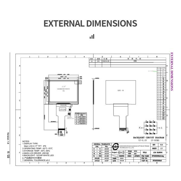 3.17 дюймовый HD TFT LCD дисплей 1024x768 высококачественный промышленный модуль