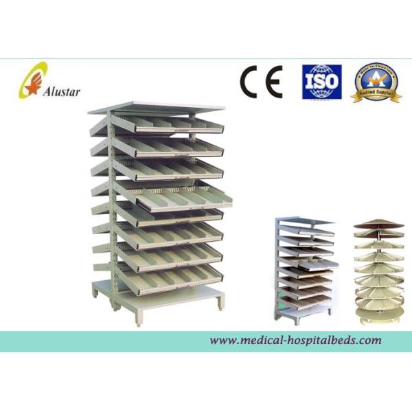 Two Side Adjustable Hospital Bedside Cabinet Medicine Tray Shelf 800*800*2000mm