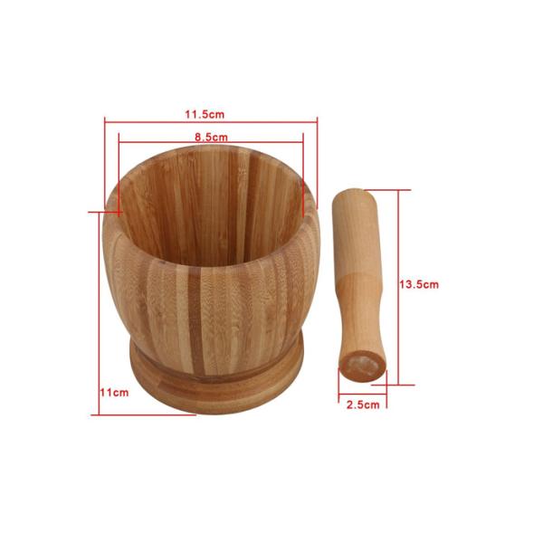 100% Medium Handmade Wooden Mortar & Pestle , Wooden Garlic Masher Non Stick