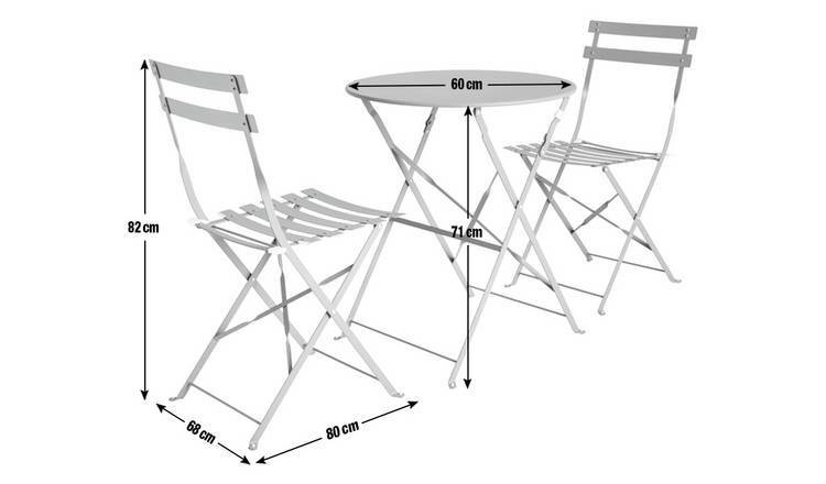 Stylish Metal Steel Garden Set for Patio Garden Cottage W80xD68xH82cm Outdoor Bistro Set