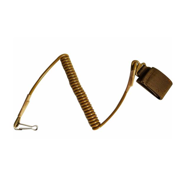 Khaki Green Elastic Coil Lanyard Sling Secure Dropping Protection For Pistols