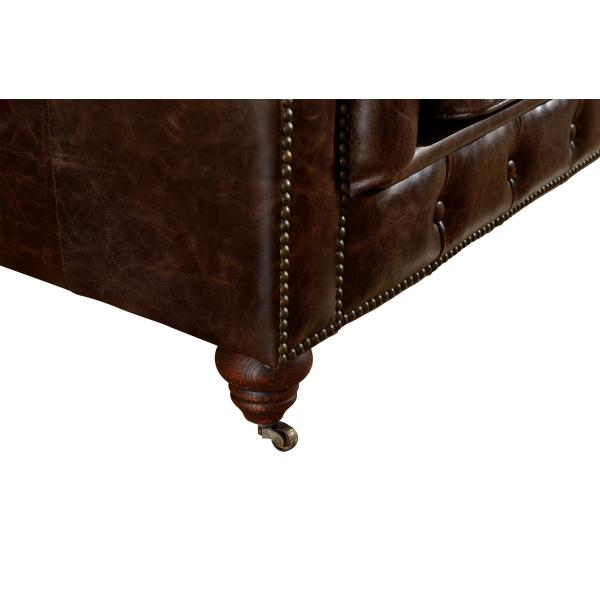 Vintage Dark Brown 2 Seater Leather Sofa Chesterfield Love Seat Solid Wood Frame