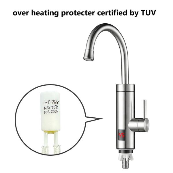 Kitchen Instant Electric Hot Water Faucet With LED Temperature Display 304 Stainless Steel