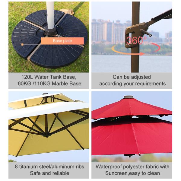 Поляк 3*3m водоустойчивое Sunbrella алюминиевого сплава пляжа
