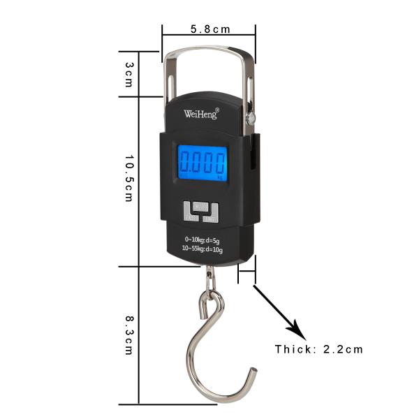 LCD Hot Rechargeable Stainless Steel Portable Digital Luggage Hand Scale WH-A25 55kg Weighing Travel Baggage LCD/LED 10g ABS OEM/ODM