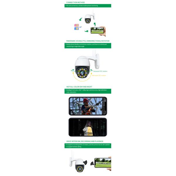 2MP 1080P Outdoor Security Tuya Smart 4G Auto Trail PTZ Camera With Motion Detection