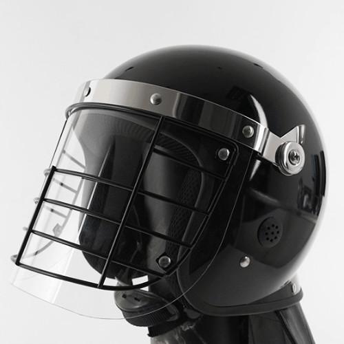 Black Anti Riot Tactical Helmet Riot Control Helmet With Metal Mesh Visor ABS PC Shell