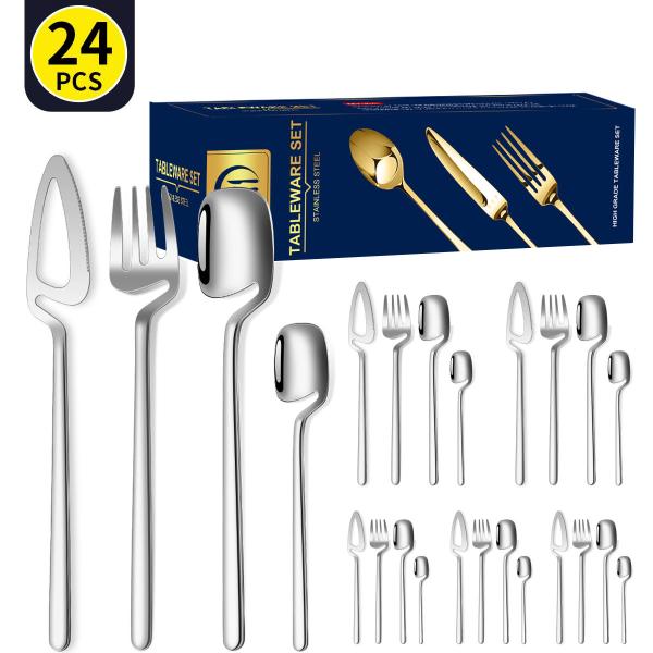 Stainless Steel Cutlery Set 24 Piece Wall-mounted Tableware Set Western Restaurant Hotel Set Gift Box