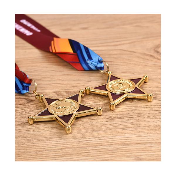 Custom Logo Sports Pentagram Metal Medal Letterpress Printing