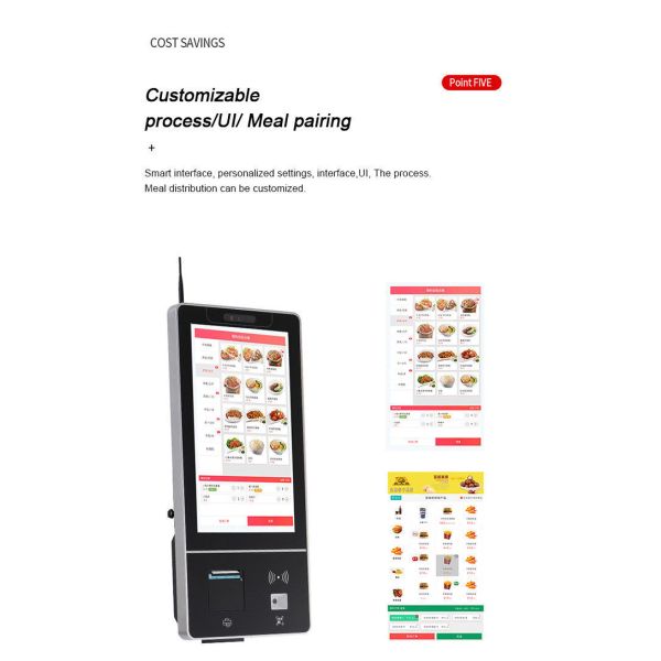Smart Self Ordering Kiosk 32 inch Kiosks In Fast Food Restaurants For Retail QSR