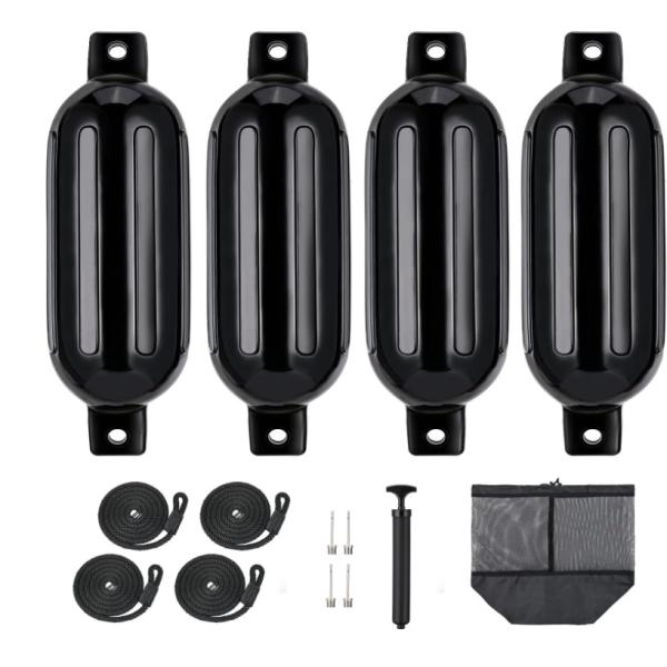 Inflatable 4 Pack Boat Bumpers Fenders with 4 Ropes Boat Bumpers Boat Fender