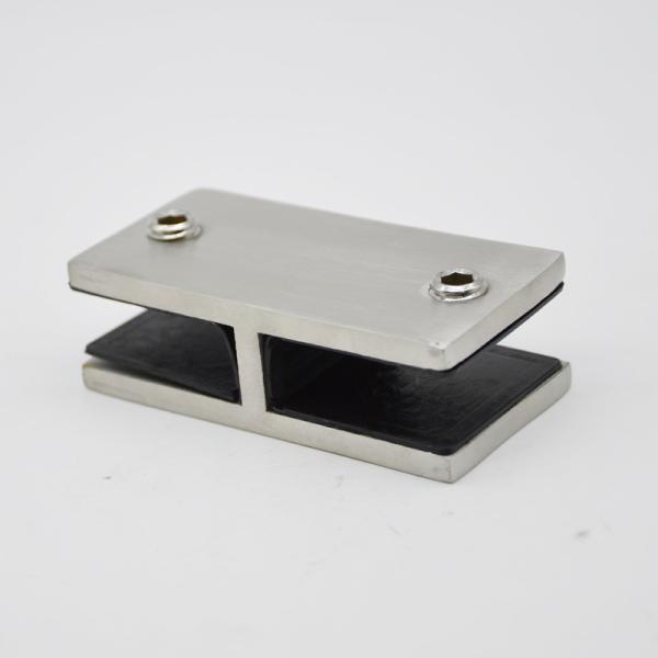 Stainless steel Glass connector 180 degree RS2310, 80X40mm, thickness 5mm, SS304 satin, mirror, black