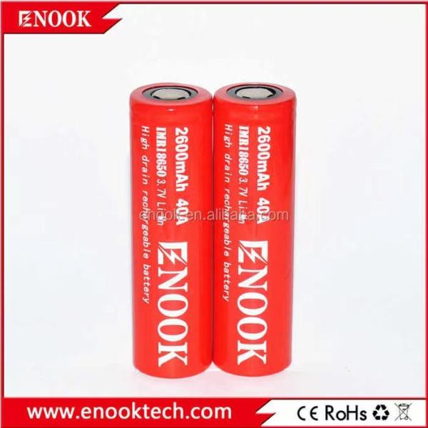 Enook high discharge rate 18650 rechargeable battery 2600mah 20A  battery cell 3.7V