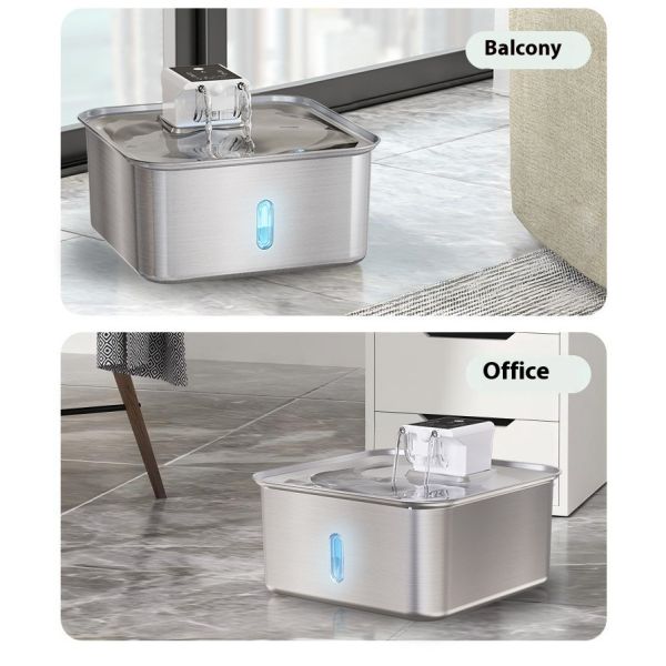 Large Capacity 7L All Stainless Steel Rechargeable Pet Water Dispenser Eco-Friendly Automatic Dog/Cat Bowl Solid Unplugged New