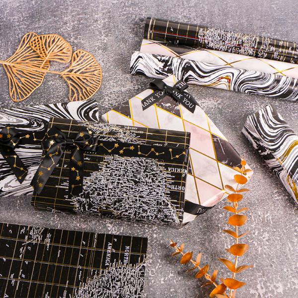 Christmas Box Decoration Black Wrapping Paper Roll with Wood Pulp and Party Packaging